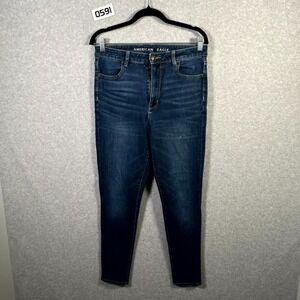 American Eagle Outfitters Jeans Women 10 Blue Denim Stretch Dark Wash Skinny Leg